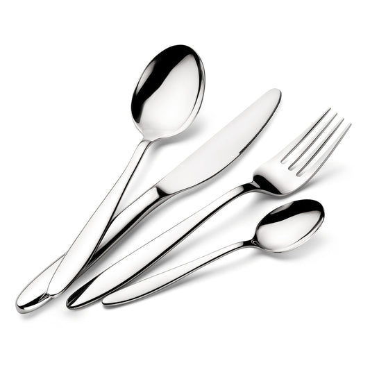 Lagostina Luisa, Set Servizio Posate monoblocco per 6 Persone, Acciaio Inox 18/10, 24 Pezzi (6x forchetta, coltello, cucchiaio, cucchiaino)