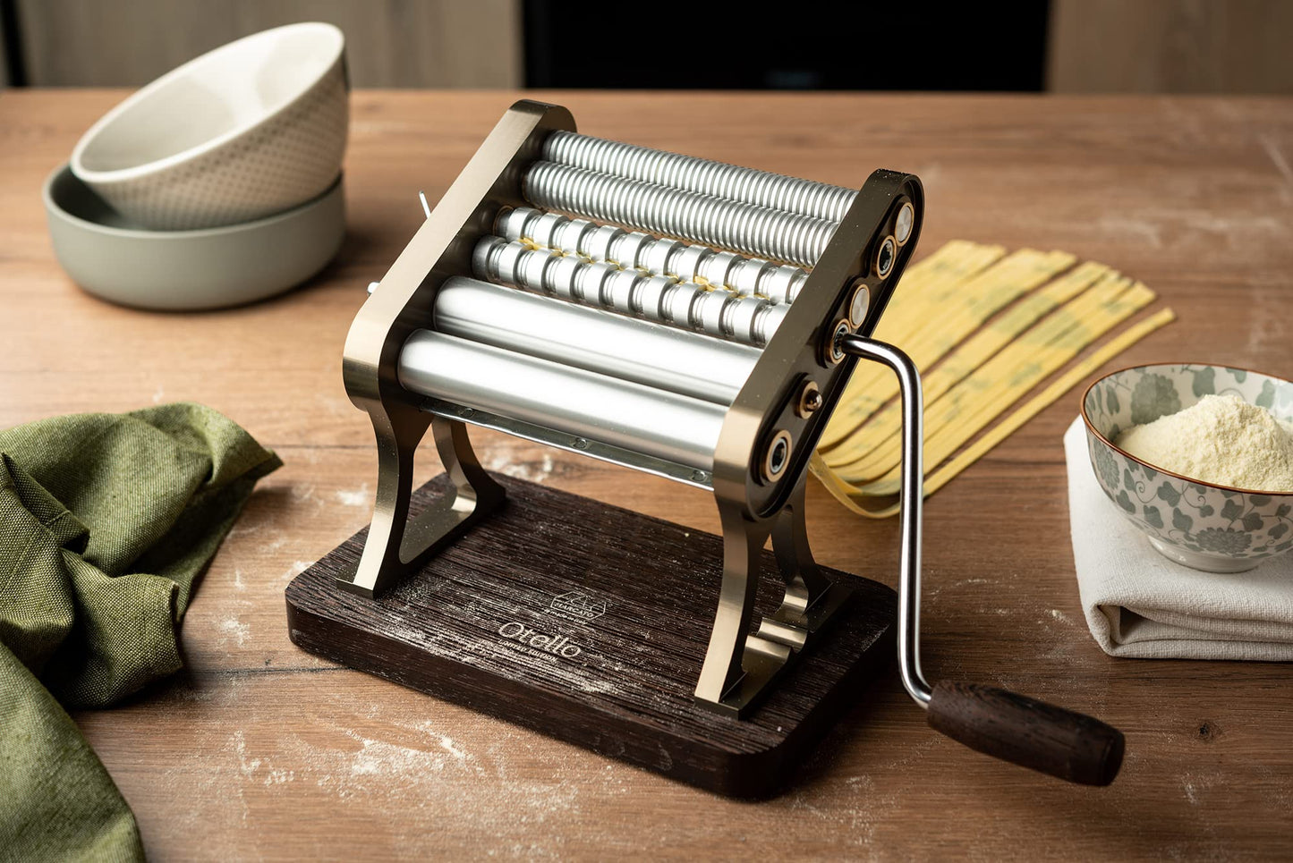 Marcato OT21-150-CHS Macchina per la pasta, Alluminio e Legno, Champagne