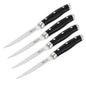Lagostina Set 4 Coltelli Bistecca Forgiati, Inossidabile, Manicatura Ergonomica, Nero e Acciaio, Lunghezza Lama 12 cm
