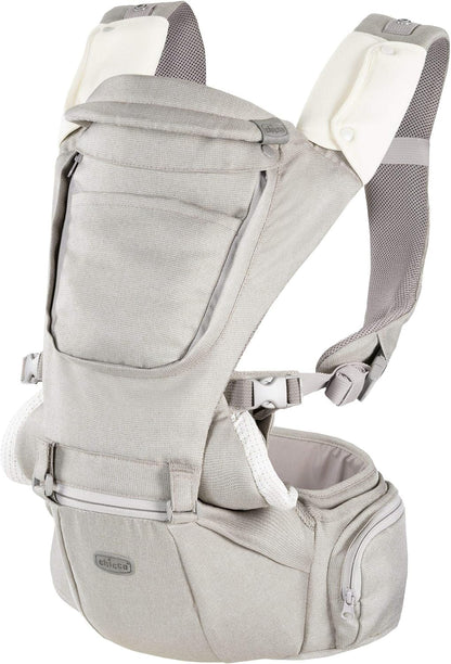 Chicco Hip Seat Carrier Marsupio Neonati Ergonomico da 0 Mesi a 15 kg, Porta Bebè 3in1 Multifunzione con Base Rigida Staccabile, Spallacci Imbottiti e Cappuccio Protettivo, 8 Posizioni - Beige