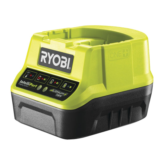 Ryobi RC18-120 Caricabatterie 18V, Veloce e Compatto, Ricarica una Batteria da 2.0Ah in 1 Ora, con Indicatore a LED Dello Stato di Carica