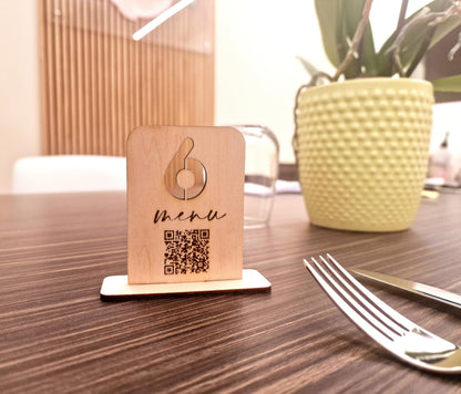 Segnatavolo Numerato in Legno 80x60mm per Ristotante Pizzeria | Segnatavoli Personalizzabili con Logo o Codice QR menù Digitale