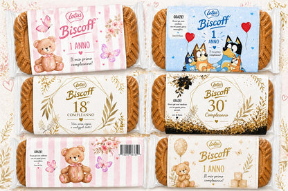 Lotus Biscoff Biscotti Personalizzati, Idea Regalo o Bomboniera per Compleanni, Comunioni e Battesimi