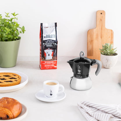 Bialetti - Moka a induzione, caffettiera moka, adatta a tutti i tipi di piani cottura, 4 tazze di caffè espresso (150 ml), nero