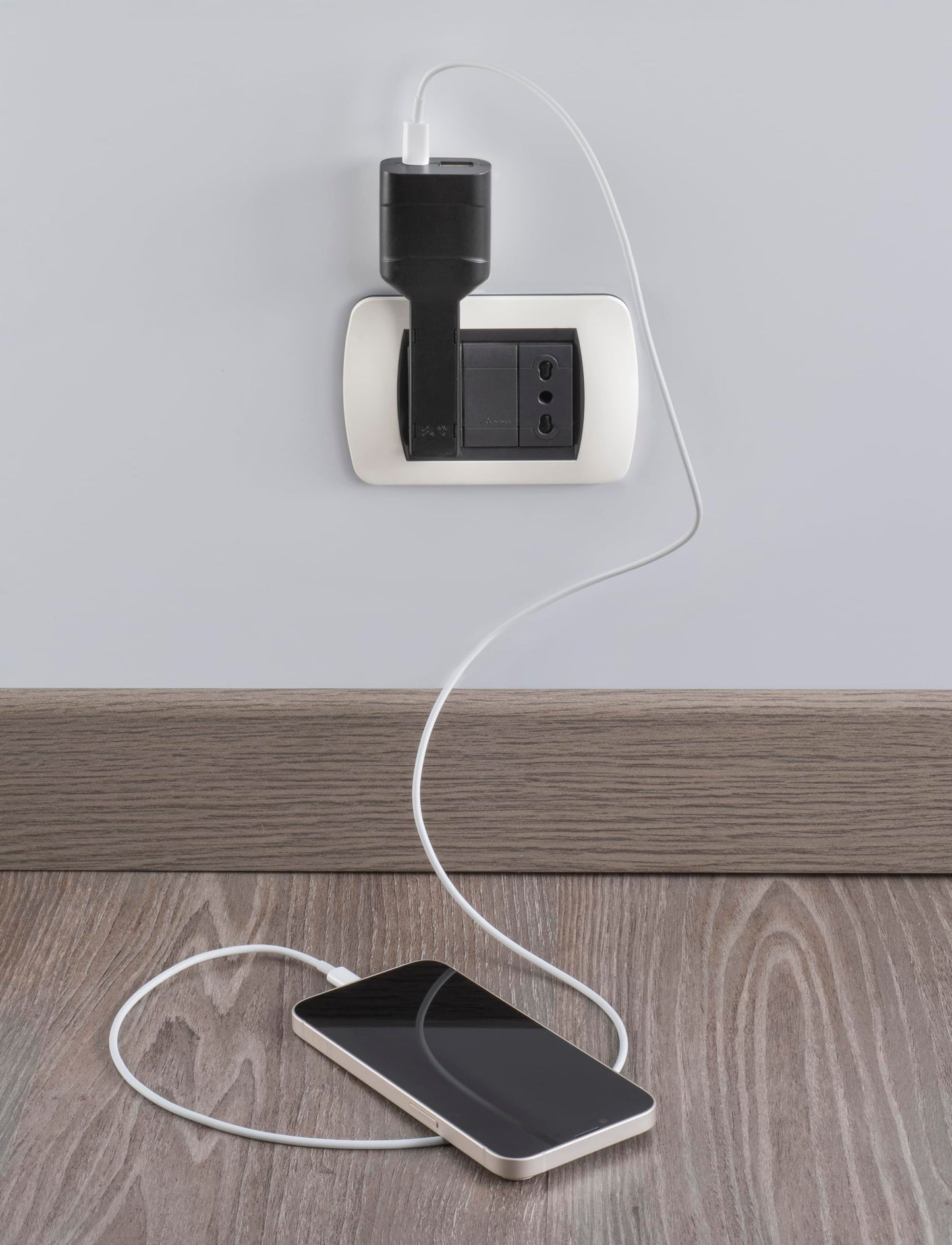 Rosi Caricatore USB/USB-C ultrapiatto 20W Emilia flat 10A Nero