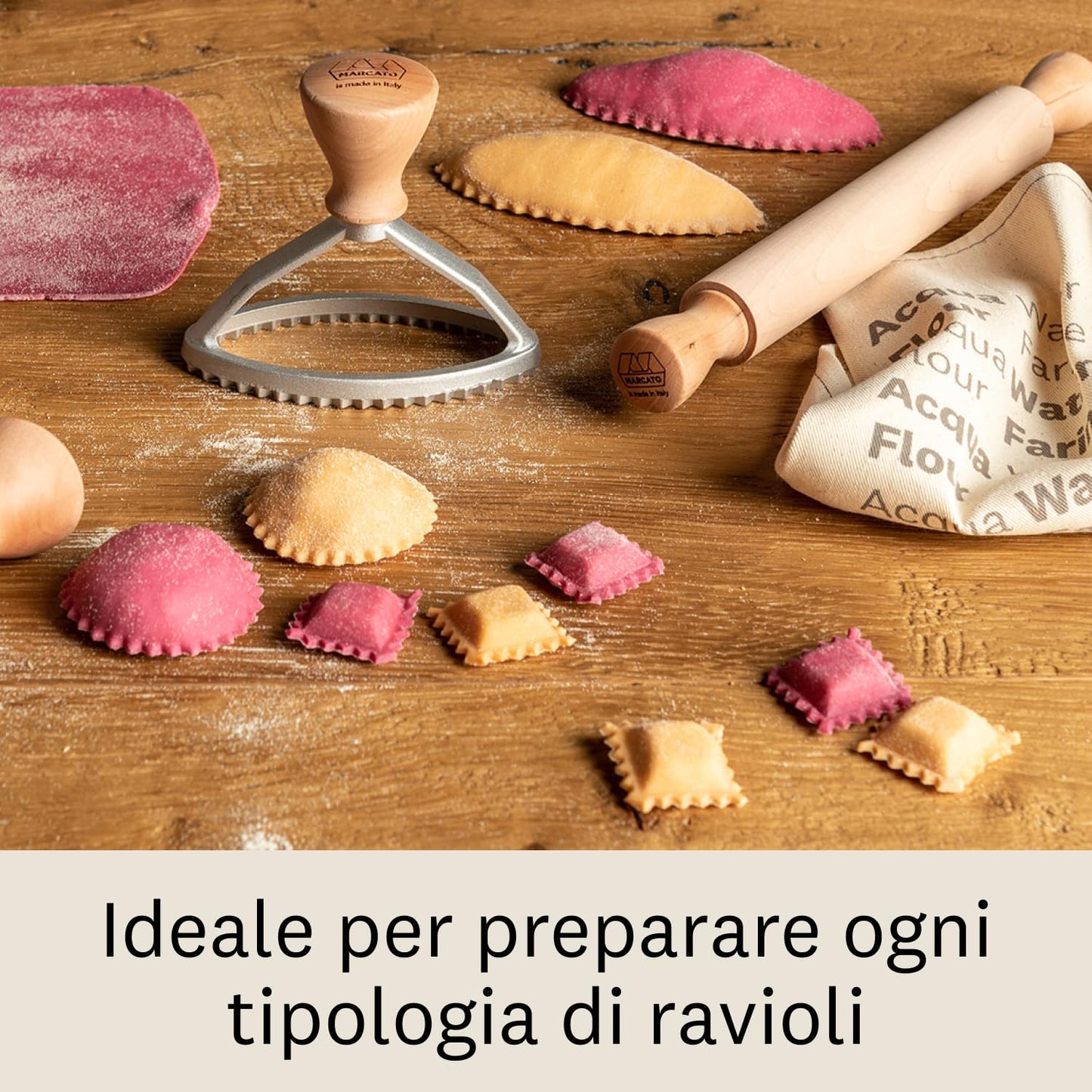 Marcato BP-RAV-DIS Kit per ravioli, Alluminio e Legno, Neutro