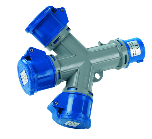 Blinky 3508910 Adattatori CEE 230V-16A, 3 Prese, Blu