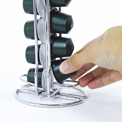 Fackelmann Porta Cialde in Filo per 20 Cialde Nespresso, in Scatola Regalo a 4 Colori, Cialde non Incluse, Argento
