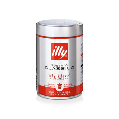 illy Tostato Classico Ground Coffee Moka, 12 Jars of 250 g