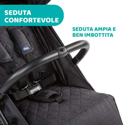Chicco Trolley Me Lightweight Stroller from 0 Months to 15 kg, Reclining and Folding Stroller with Trolley Function, Compact Folding, Rain Cover and Extendable Canopy, Stone