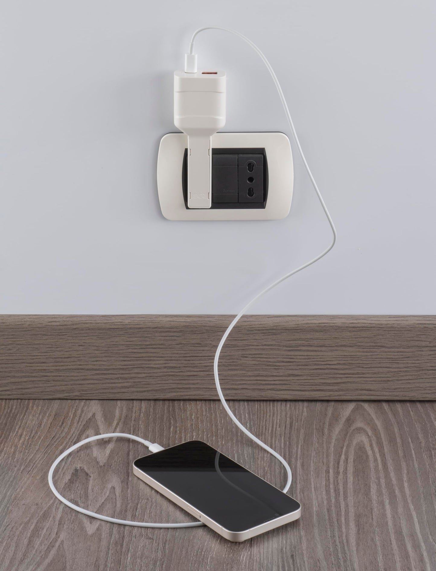 Rosi Caricatore USB/USB-C ultrapiatto 20W Emilia flat 10A Bianco