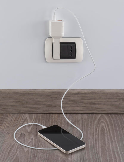 Rosi Caricatore USB/USB-C ultrapiatto 20W Emilia flat 10A Bianco