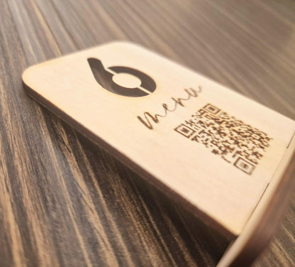 Segnatavolo Numerato in Legno 80x60mm per Ristotante Pizzeria | Segnatavoli Personalizzabili con Logo o Codice QR menù Digitale
