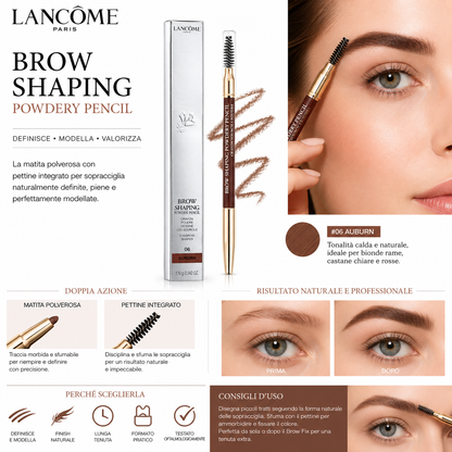 Lancôme Brow Shaping #06 - Matita Polverosa Ramata + Pettine per Sopracciglia