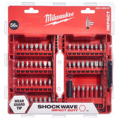 MILWAUKEE SHOCKWAVE Set di Bit 56 pezzi | Porta bit Magnetico e Inserti per Avvitatore ad Impulsi