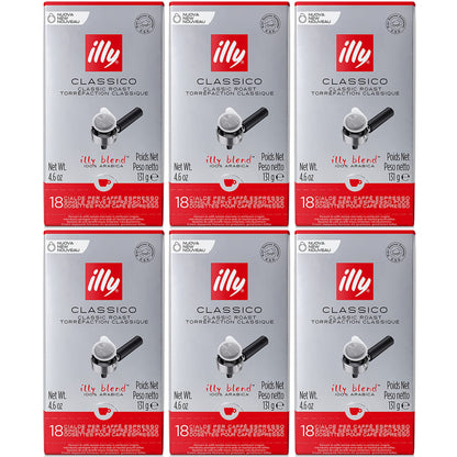 Illy Caffè espresso Arrosto medio 18 cialde (confezione da 6) Rosso