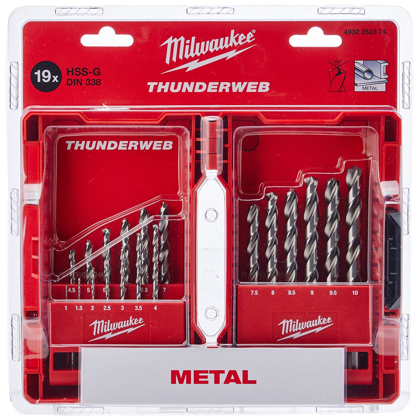 Milwaukee 4932352374 Thunder Web HSS-G Set Set di punte per metallo, confezione con 19 pezzi
