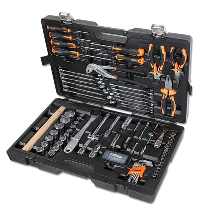 BETA 2047E/C108-21 Valigia con Assortimento Composta da 108 Utensili per Manutenzione Generale, in Plastica, Dimensione 555 x 370 x 92 mm, Nero/Arancio