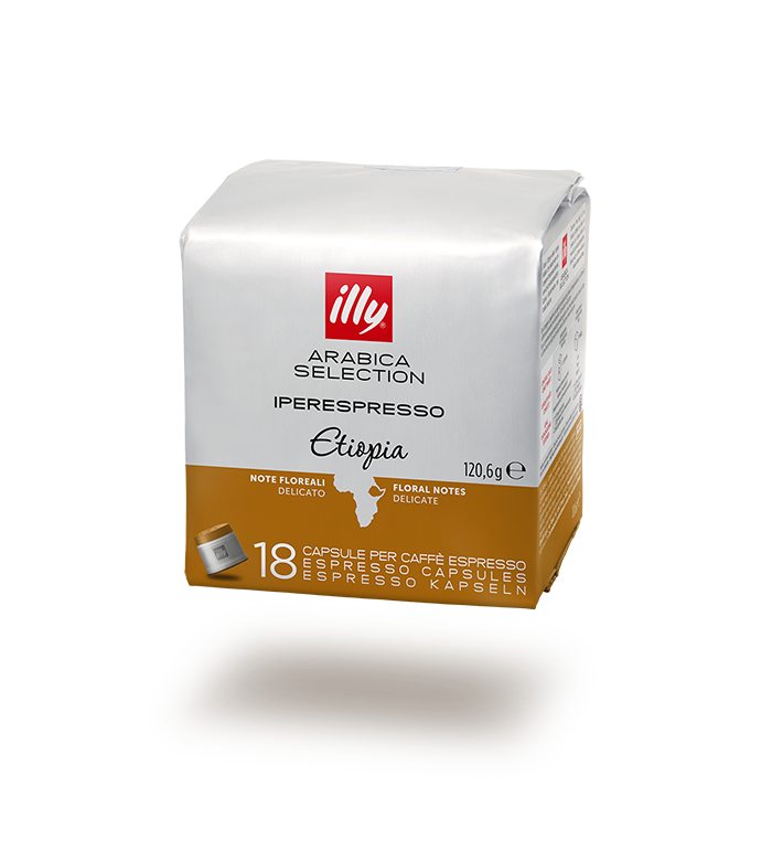 illy, Caffè in Capsule Iperespresso Arabica Selection Etiopia, 100% Arabica con Note di Gelsomino, Fiori d'Arancio e Camomilla, Gusto Delicato, 6 Confezioni da 18 (108 Capsule Totali)