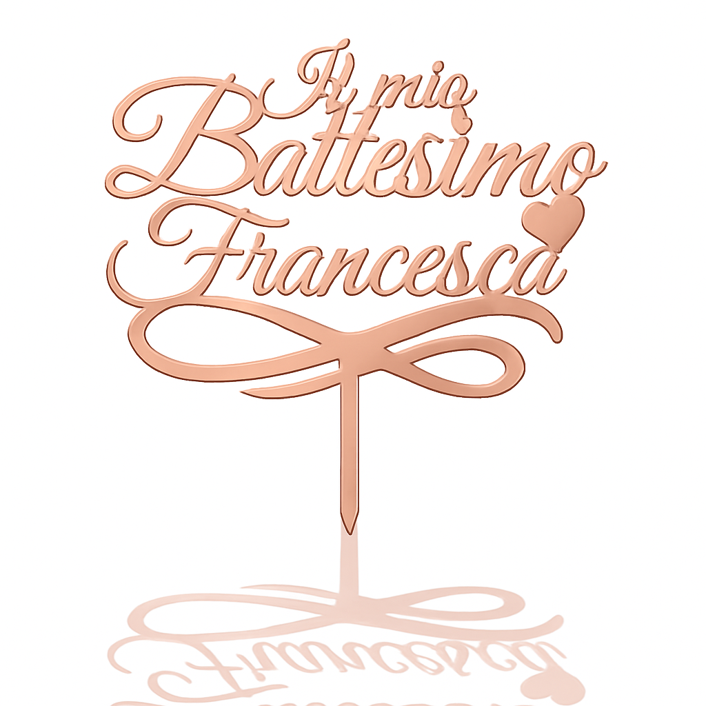 Cake Topper per Torta Il mio Battesimo + Nome Personalizzato | Targhetta Decorativa per Torte Personalizzabile in Plexiglass Specchiato 15 cm di Larghezza