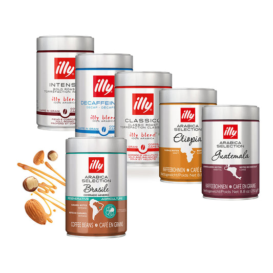 ILLY - 6 Barattoli da 250 Grammi di Caffè in Grani | Scegli la Variante Desiderata - Arabica Selection