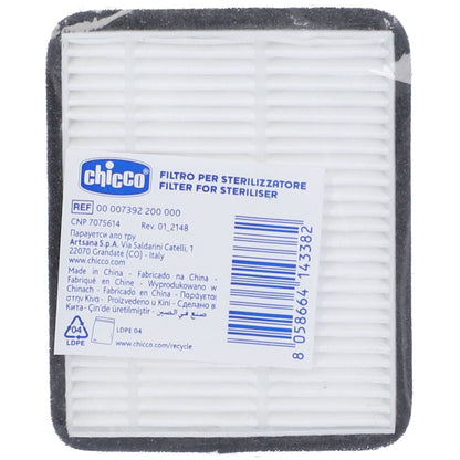 Chicco Filtro di Ricambio per Sterilizzatore con Asciugatura, Confezione da 3 Pezzi, Alta Efficienza, Ricambio Originale