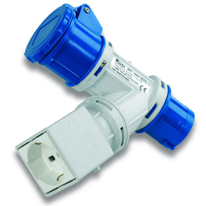 ROSI 1802 Adattatore 2 Uscite Presa Indutriale Civile Scuko Spina 16A 2P+E 220V