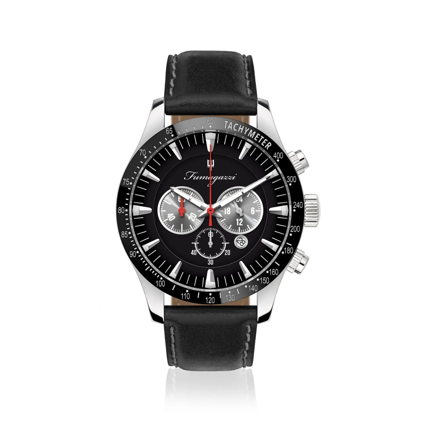 Orologio Fumagazzi Velox “Pelle” Nero | ø 45 mm Movimento cronografo OS20 Miyota | Cinturino Pelle, 5 ATM.