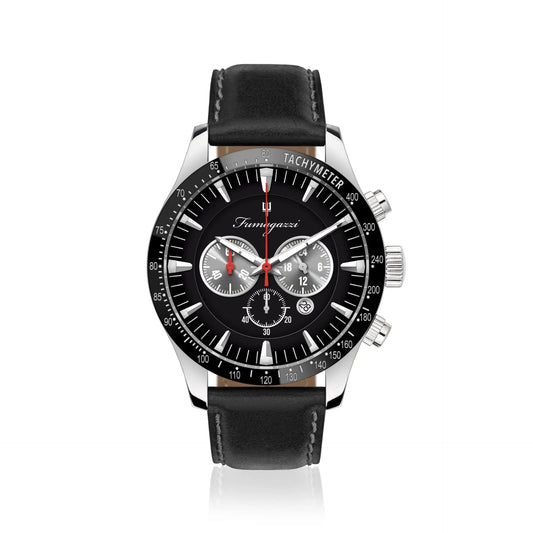 Orologio Fumagazzi Velox “Pelle” Nero | ø 45 mm Movimento cronografo OS20 Miyota | Cinturino Pelle, 5 ATM.