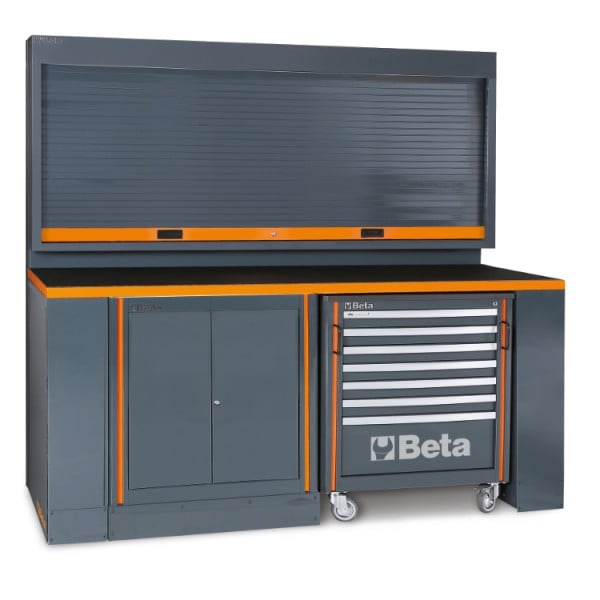 BETA C55PB-PRO/8 Arredo Officina Combinazione Completa con Banco Lavoro, Pensili, Casesttiera