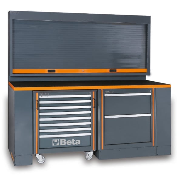 BETA C55PB/3 Arredo Officina Combinazione Completa con Banco Lavoro, Pensili e Casesttiera