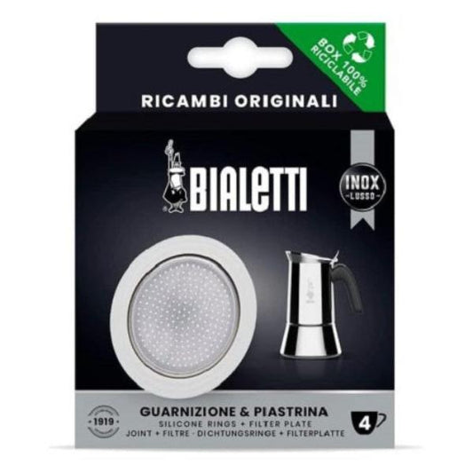 Bialetti Ricambi, Include 1 Guarnizione e 1 Piastrina, Compatibili con Venus, Kitty, Musa e Class (4 Tazze)