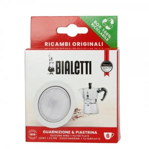 BIALETTI Ricambi 0800040 |  1 Guarnizione e 1 Piastrina, Compatibili con Moka express 6 tazze, Moka Induction 6 Tazze , Orzo Express e Brikka 4 Tazze