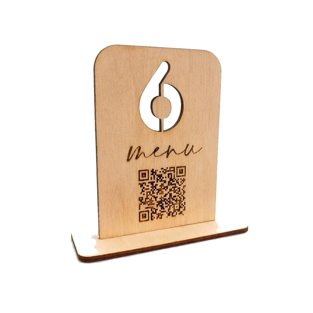 Segnatavolo Numerato in Legno 80x60mm per Ristotante Pizzeria | Segnatavoli Personalizzabili con Logo o Codice QR menù Digitale
