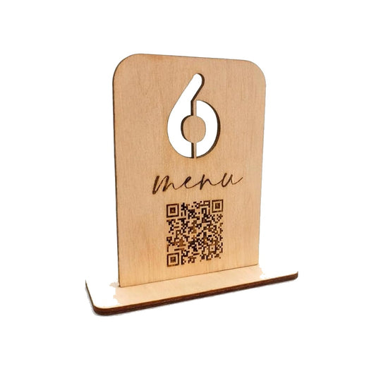 Segnatavolo Numerato in Legno 80x60mm per Ristotante Pizzeria | Segnatavoli Personalizzabili con Logo o Codice QR menù Digitale