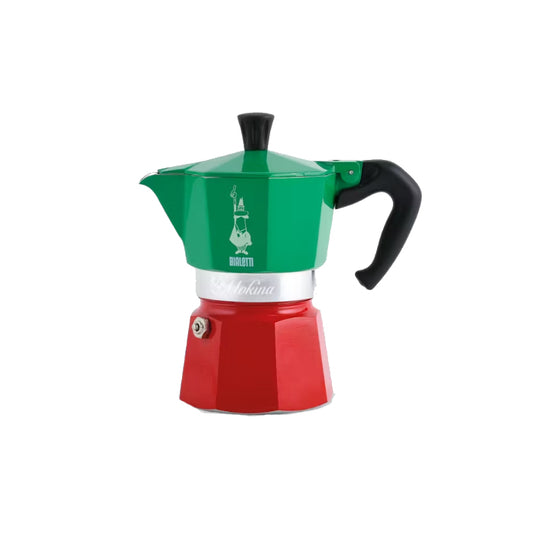 BIALETTI Mokina Tricolore | Caffettiera da caffè Piccola Moka da 40cc ½ tazza Verde/Rosso/Bianco