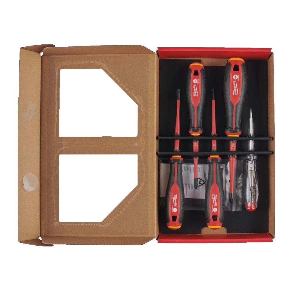 MILWAUKEE Set 5 Giraviti Isolati Cacciavite Isolato 1000V Massima Durata Tri-Lob
