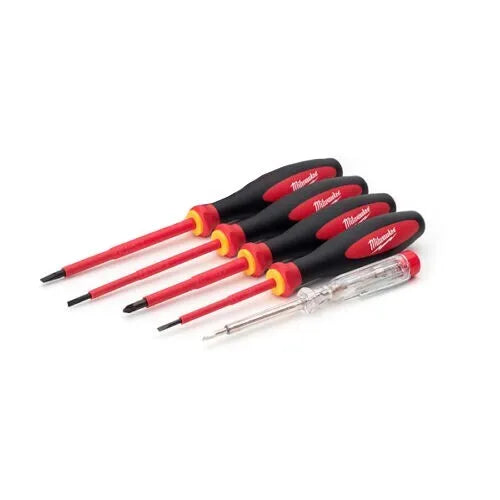 MILWAUKEE Set 5 Giraviti Isolati Cacciavite Isolato 1000V Massima Durata Tri-Lob
