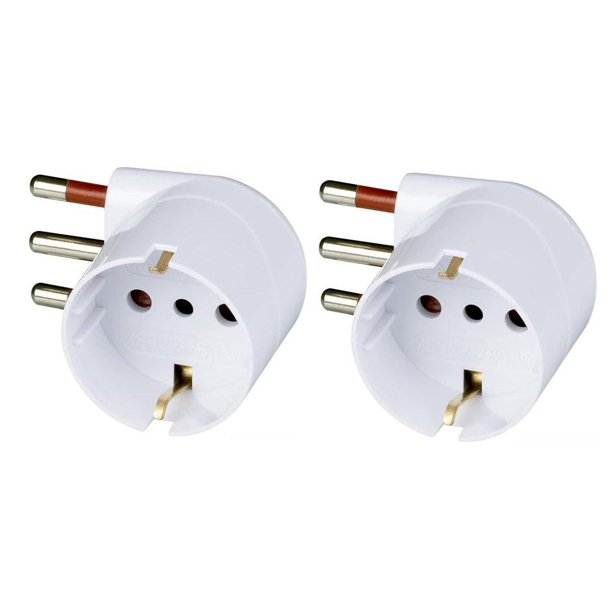 ROSI Adattatore Presa Schuko, Spina Italiano (L) 90° Salvaspazio, Plastica, Certificato CE, Confezione da 2 Pezzi, Bianco o Nero