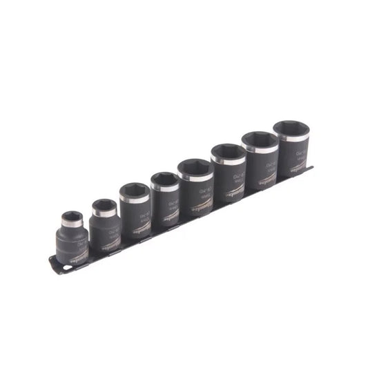 MILWAUKEE 8 Bussole a Macchina Corte de 3/8" su Guida, 8/10 / 12/13 / 16/17 / 18/19, in Acciaio Inox, Adatte ai Potenti Avvitatori ad Impulsi