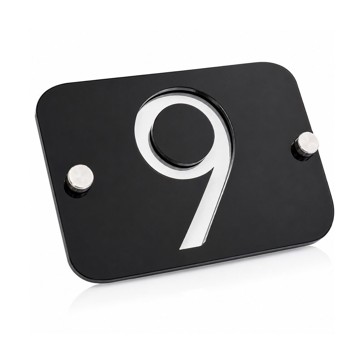 Targa con Numero Civico in Plexiglass Nero Lucido, 15x10 cm, Numeri Specchiati per Esterno e Interno Moderno Elegante | Spessore 6mm. Distanziatori da 25mm Inclusi | Targa Civica di Design