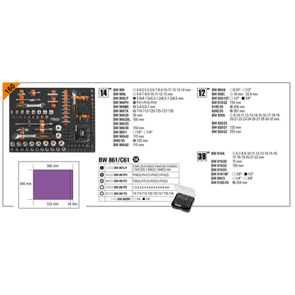 BETA C45PRO 2.0 Arredo Officina Combinazione Completa con Banco Lavoro da 61cm in Acciaio, Pensili, Cassettiera, Armadio + 268 Utensili