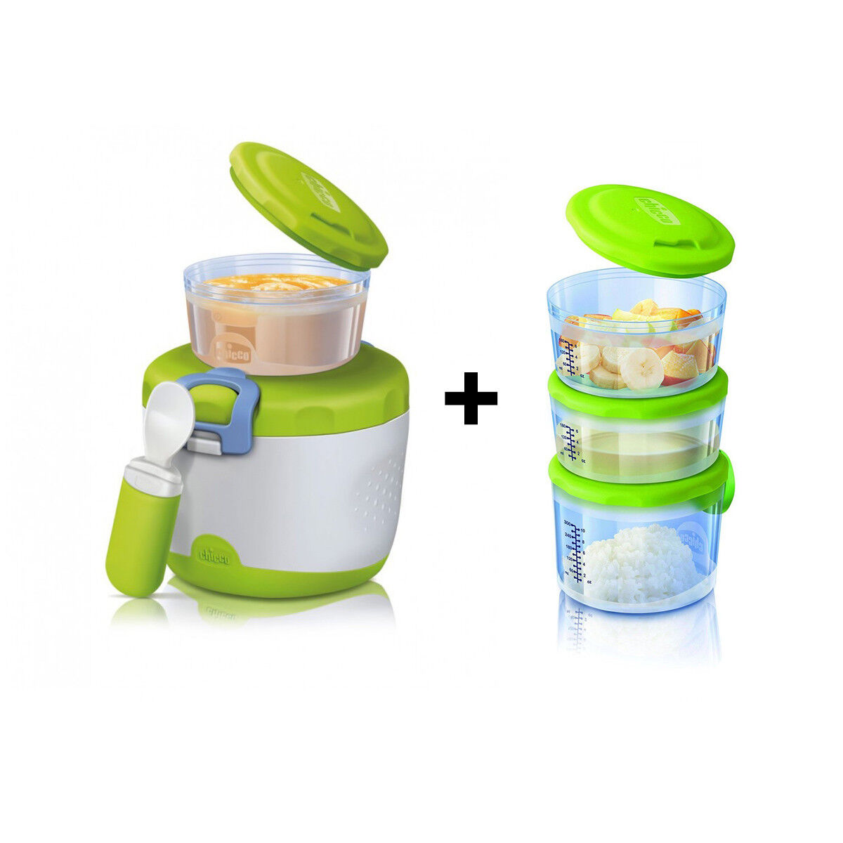 CHICCO Easy Meal Thermos Portapappa System 6m + 4 Contenitori Varie misure