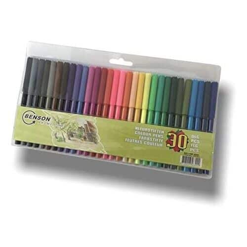BENSON 30 Pennarelli Colori a Spirito Assortiti | Penne Colorate per Bambini