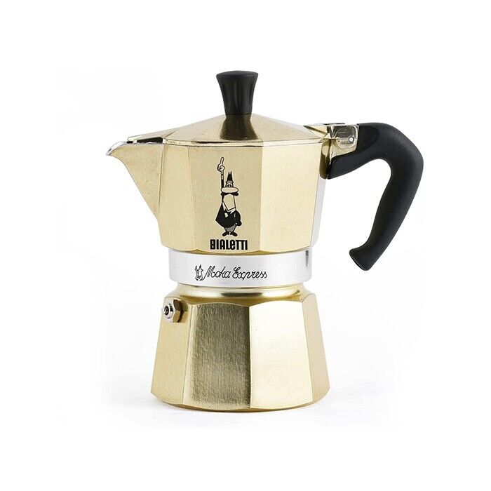BIALETTI Caffettiera Moka Oro Express Gold 3 Tazze Limited Edition MADE IN ITALY
